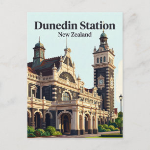 Dunedin Railway Station New Zealand Postcard