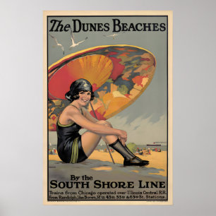 Dunes Beaches Vintage Travel Poster