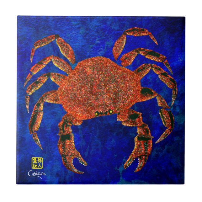 Dungeness Crab L - Small Ceramic Tile (Front)