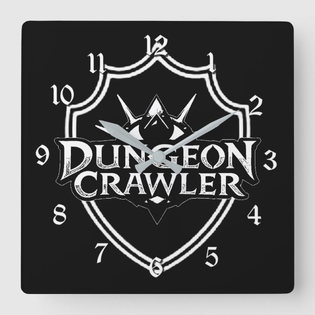 Dungeon Crawler Black And White Square Wall Clock (Front)