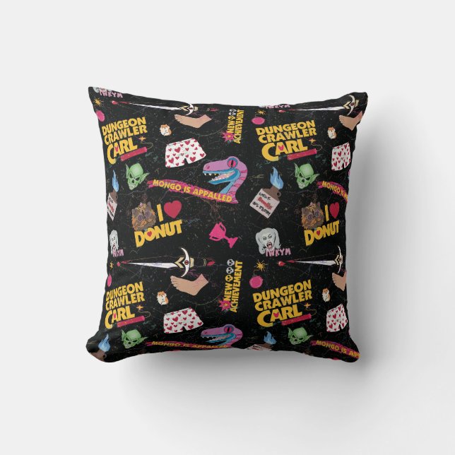 Dungeon Crawler Carl By the Yard Black Tiled Cushion (Front)