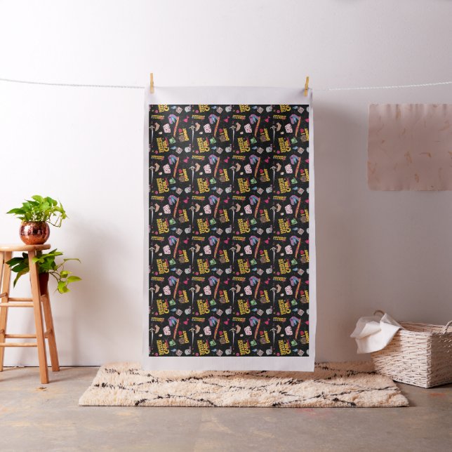 Dungeon Crawler Carl By the Yard Black Tiled Fabric (In Situ)