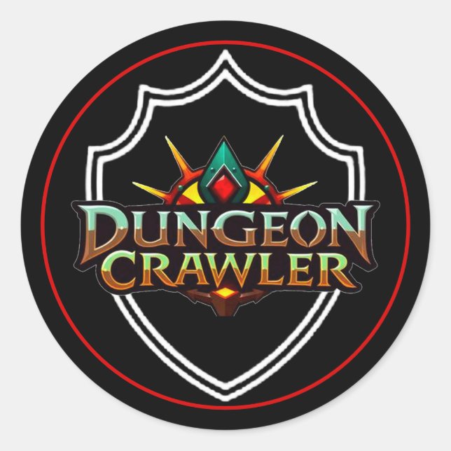 Dungeon Crawler Shield Colour Classic Round Sticker (Front)