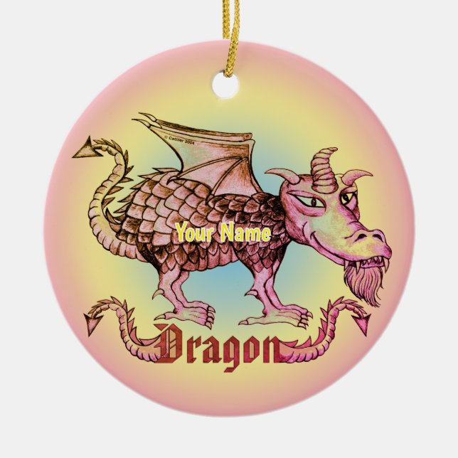 Dungeon Dragon  Ceramic Tree Decoration (Front)