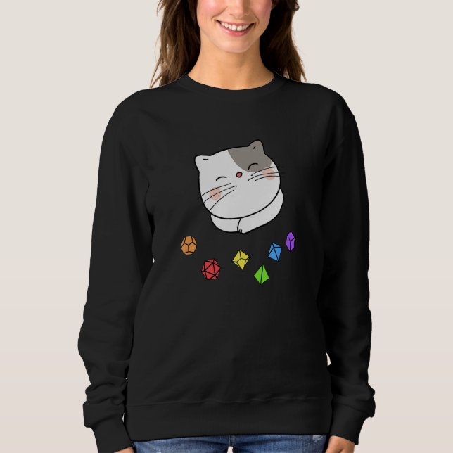 Dungeon Meowster And Nerdy Cat Polyhedral Dice Set Sweatshirt (Front)