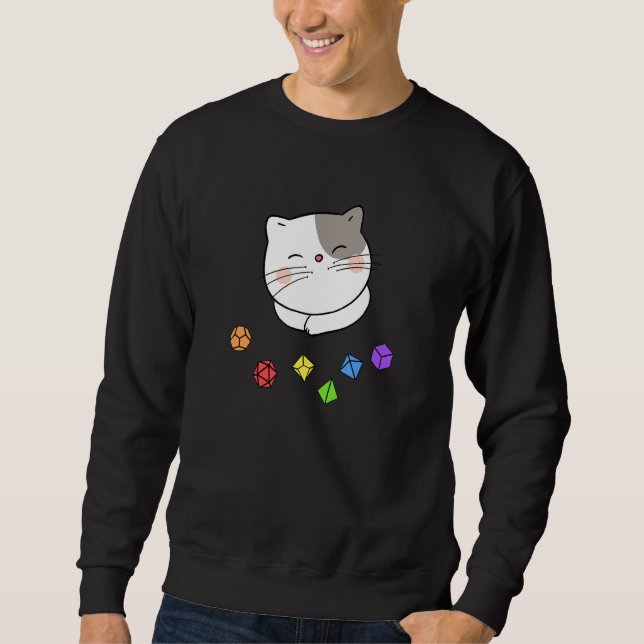 Dungeon Meowster And Nerdy Cat Polyhedral Dice Set Sweatshirt (Front)