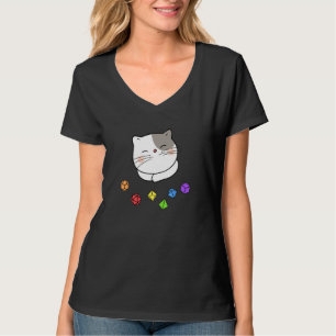 Dungeon Meowster And Nerdy Cat Polyhedral Dice Set T-Shirt