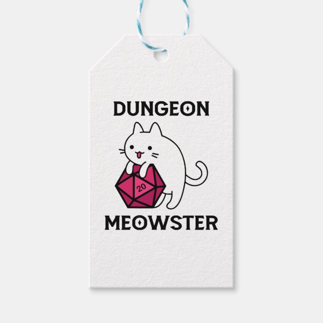 Dungeon Meowster Cat Funny Gift Tags (Front)