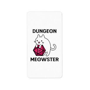 Dungeon Meowster Cat Funny Label