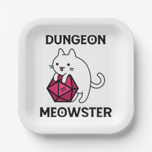 Dungeon Meowster Cat Funny Paper Plate
