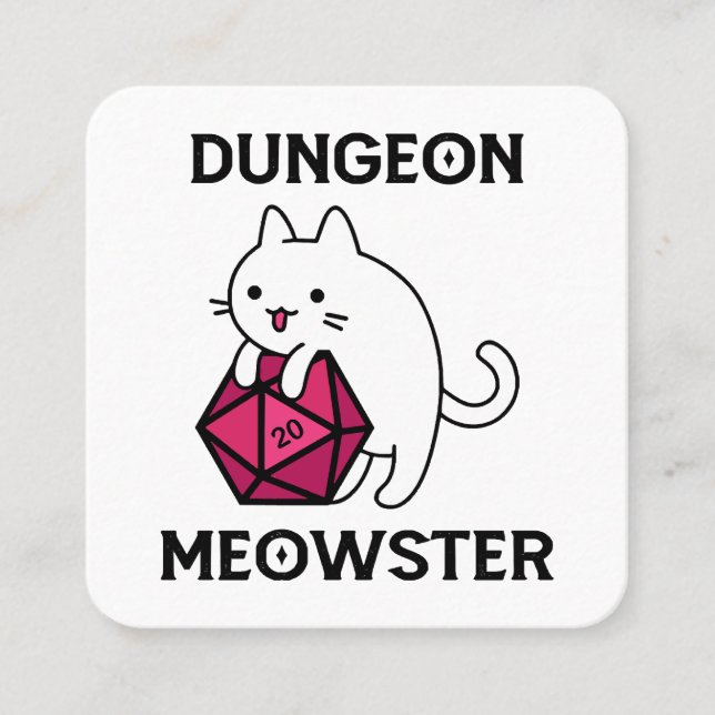 Dungeon Meowster Cat Funny Square Business Card (Front)