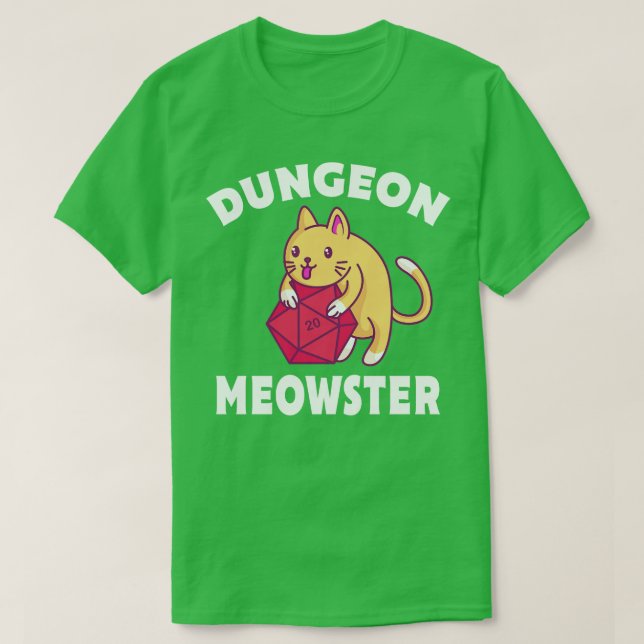 Dungeon Meowster Cat Polyhedral Gift T-Shirt (Design Front)