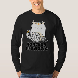 Dungeon Meowster Cute Cat D20 Dice BoardGame Nerd T-Shirt