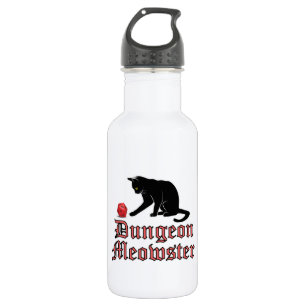Dungeon Meowster Funny RPG Cat with Dice 532 Ml Water Bottle