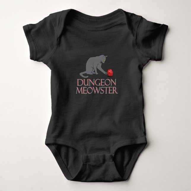 Dungeon Meowster Funny RPG Cat with Dice Baby Bodysuit (Front)