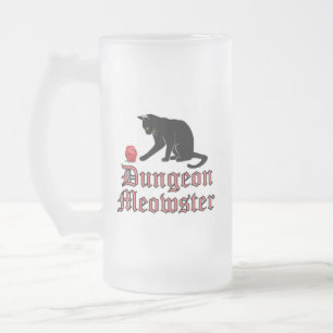 Dungeon Meowster Funny RPG Cat with Dice Frosted Glass Beer Mug