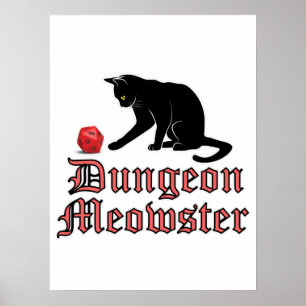 Dungeon Meowster Funny RPG Cat with Dice Poster