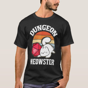 Dungeon Meowster Nerdy D20 Dice Nerd Kitten Cat Rp T-Shirt