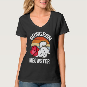 Dungeon Meowster Nerdy D20 Dice Nerd Kitten Cat Rp T-Shirt