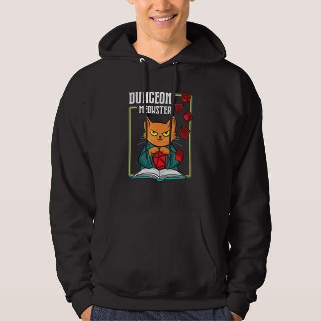 Dungeon Meowster Rpg Tabletop Gaming Dm Role Playe Hoodie (Front)