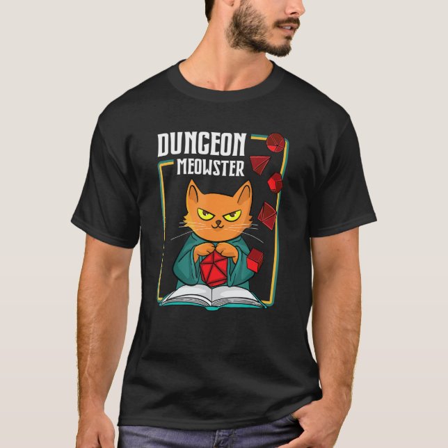 Dungeon Meowster Rpg Tabletop Gaming Dm Role Playe T-Shirt (Front)