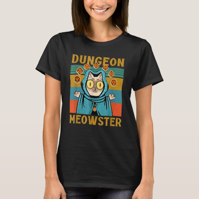 Dungeon Warriors Meowster RPG Tabletop Gaming DM R T-Shirt (Front)