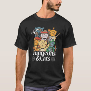 Dungeons And Cats Funny Tabletop Gamer RPG Parody T-Shirt