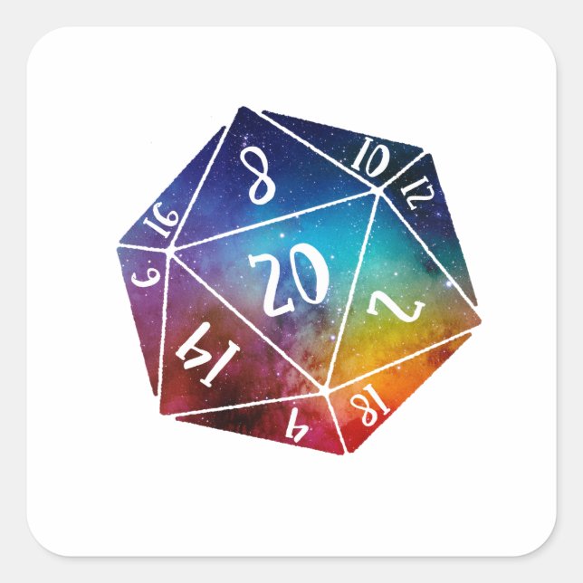 Dungeons and Dragons, D20 Square Sticker (Front)