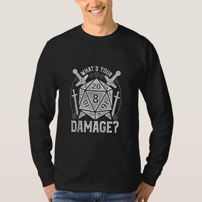 Dungeons Dice Rpg What's Your Damage T-Shirt (Front)