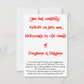 Dungeons & Dragons game invitation 2 sided