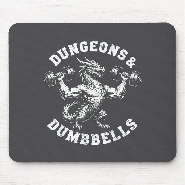 Dungeons Dumbbells Gym Workout Fantasy Artwork Mouse Pad (Front)