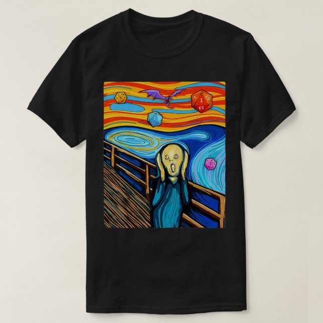Dungeons , Munch's The Scream D20 Tshirt, Dragons  T-Shirt (Design Front)
