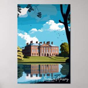 Dunham Massey England vintage travel illustration Poster