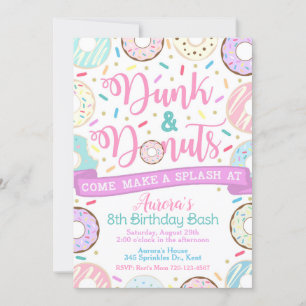 Dunk and Doughnuts Invitation, Pool Party Invitati Invitation