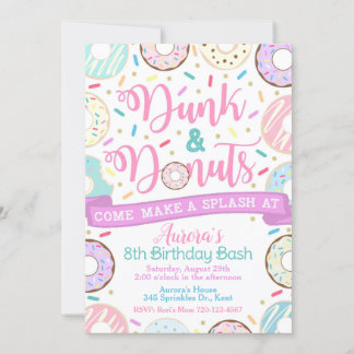 Dunk and Doughnuts Invitation, Pool Party Invitati Invitation