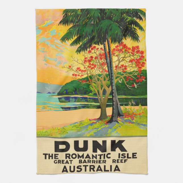 Dunk Island Queensland Australia Tea Towel (Vertical)