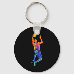 Dunking Basketball Player Basketball Graphic Key Ring