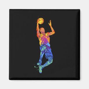 Dunking Basketball Player Basketball Graphic Magnet
