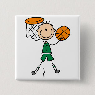 Dunking Boys Basketball Tshirts and Gifts 15 Cm Square Badge