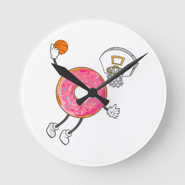 Dunking Doughnut Hole Food Champ Round Clock (Front)