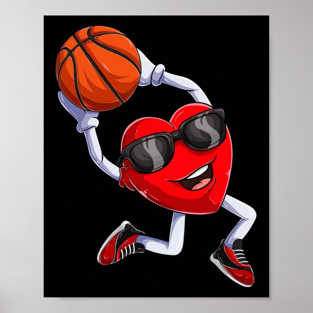 Dunking Heart Basketball  Poster (Front)