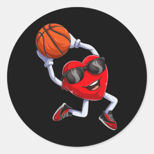 Dunking Heart Sketll Shirt  Classic Round Sticker
