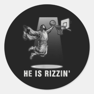 Dunking Jesus He Is Rizzin Basketball Easter Chris Classic Round Sticker