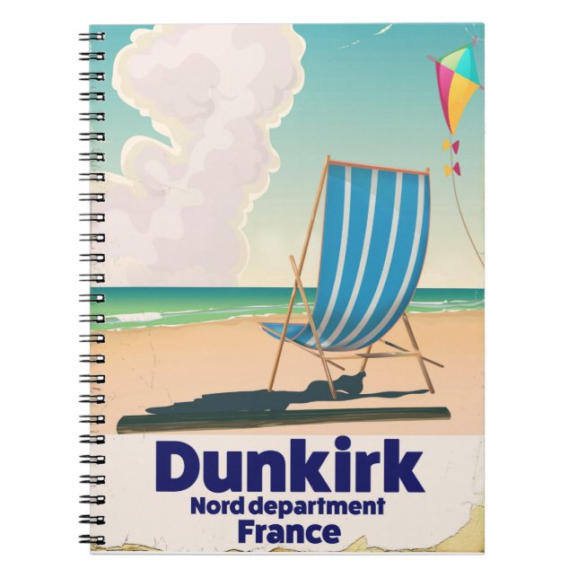 Dunkirk Beach travel poster Spiral Notebook (Front)