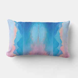 “Dunlach” Wide Pink and Blue Landscape Seascape B Lumbar Cushion