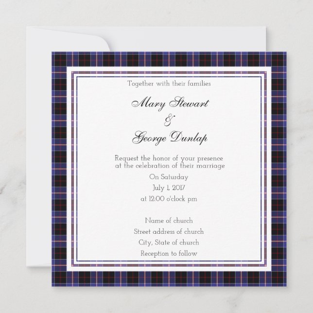 Dunlap Scottish Wedding Square Invitation (Front)