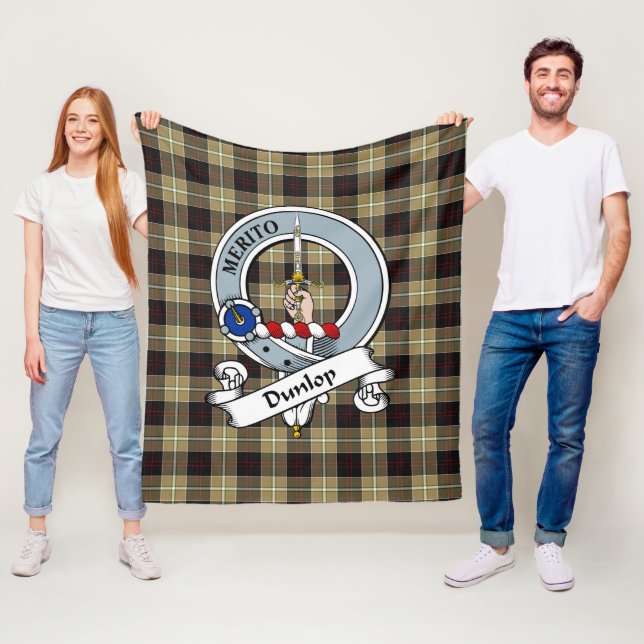 Dunlop Hunting Clan Badge Tartan Plaid Fleece Blanket (In Situ)