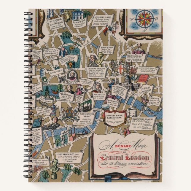 Dunlop map- Literary Landmarks of Central London Notebook (Front)