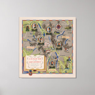 Dunlop Map of Lake District, England Canvas Print