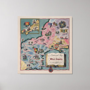 Dunlop Map of the West Country, England Canvas Print